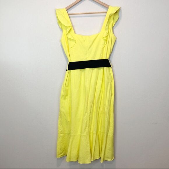 NEW City Chic Frill Thrill Dress Linen Blend Ruffle Detail in Zest Yellow XS/14 - Picture 5 of 9